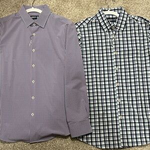 NWT Men’s Bundle – 2 Move Performance Button-Down Dress Shirts (Small, New) Two